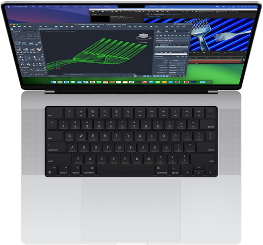 Az Autodesk AutoCAD és az Adobe After Effects egy MacBook Prón