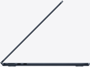 MacBook Air, side exterior, open, Midnight colour
