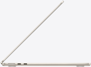 MacBook Air, side exterior, open, Starlight colour