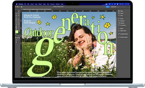 MacBook Air con un progetto Adobe InDesign
