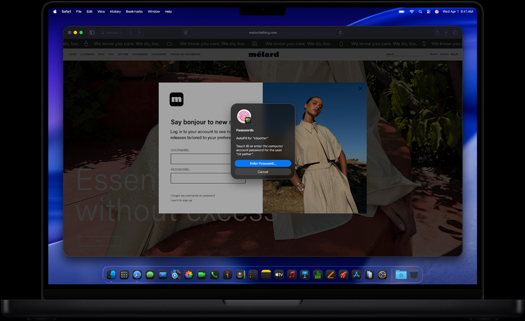 Trong lúc duyệt web trên Safari, người dùng được nhắc sử dụng Touch ID để đăng nhập vào một trang web